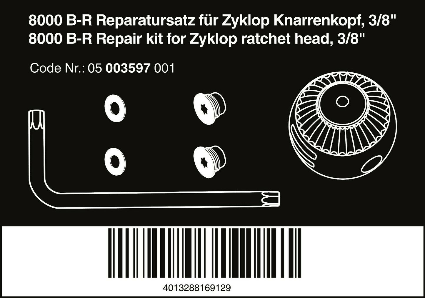 Wera 8000 B-R Zyklop Socket Wrench Repair Kit 3/8" 05003597001
