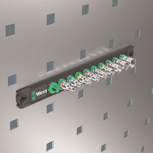 Wera A 1 Zyklop Magnetic Socket Rail Set 1/4" Drive 9 Pieces SAE 05005420001