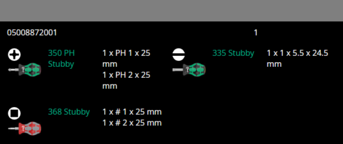 Wera Stubby Set 3 Screwdriver Set 5 Piece 05008872001