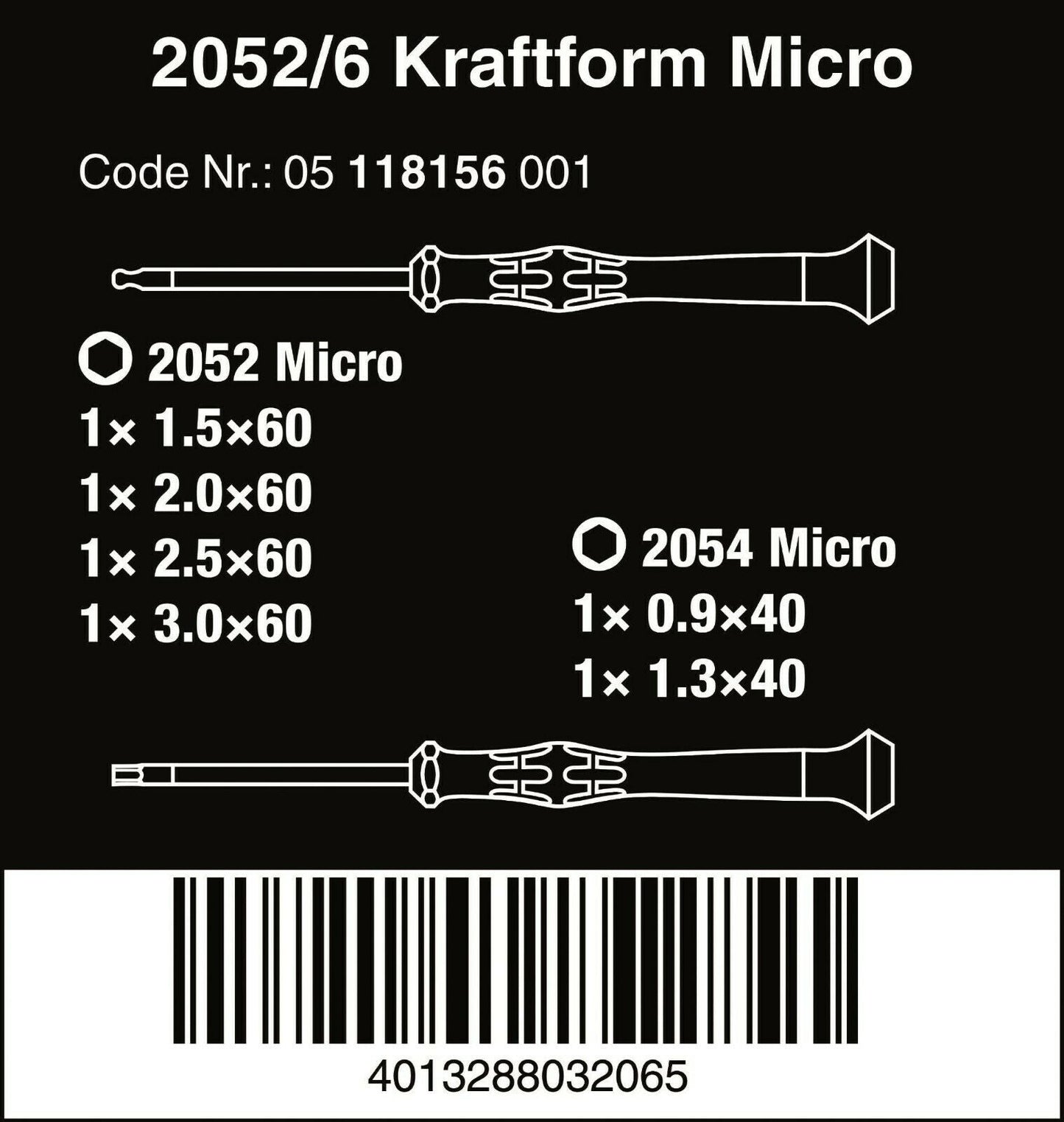 Wera 2052/6 Micro Precision Screwdriver Set With Rack 05118156001