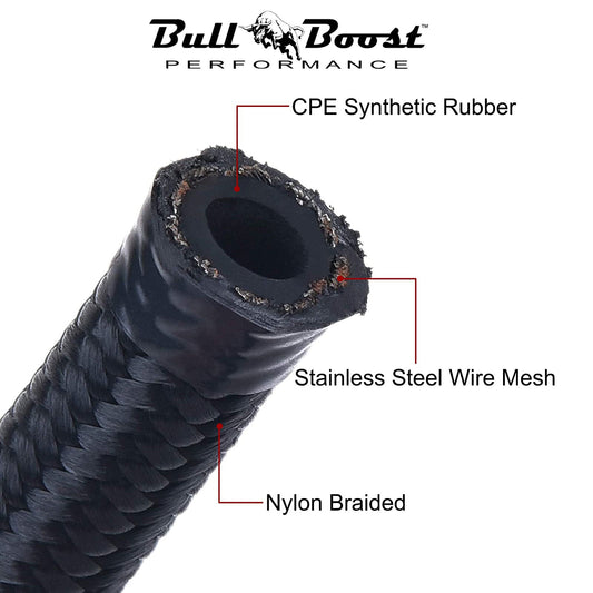 -8 AN Braided Fuel Line Oil-Gas-Fuel Hose Line Aluminum Hose End Fitting AN8