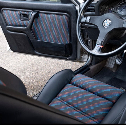 BMW E30 E36 E34 E28 E21 M5 Compatible interior seat cloth fabric upholstery embossed M Rain