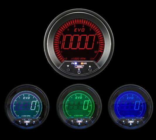 3-3/8" Premium EVO Series Tachometer with Peak/Warning