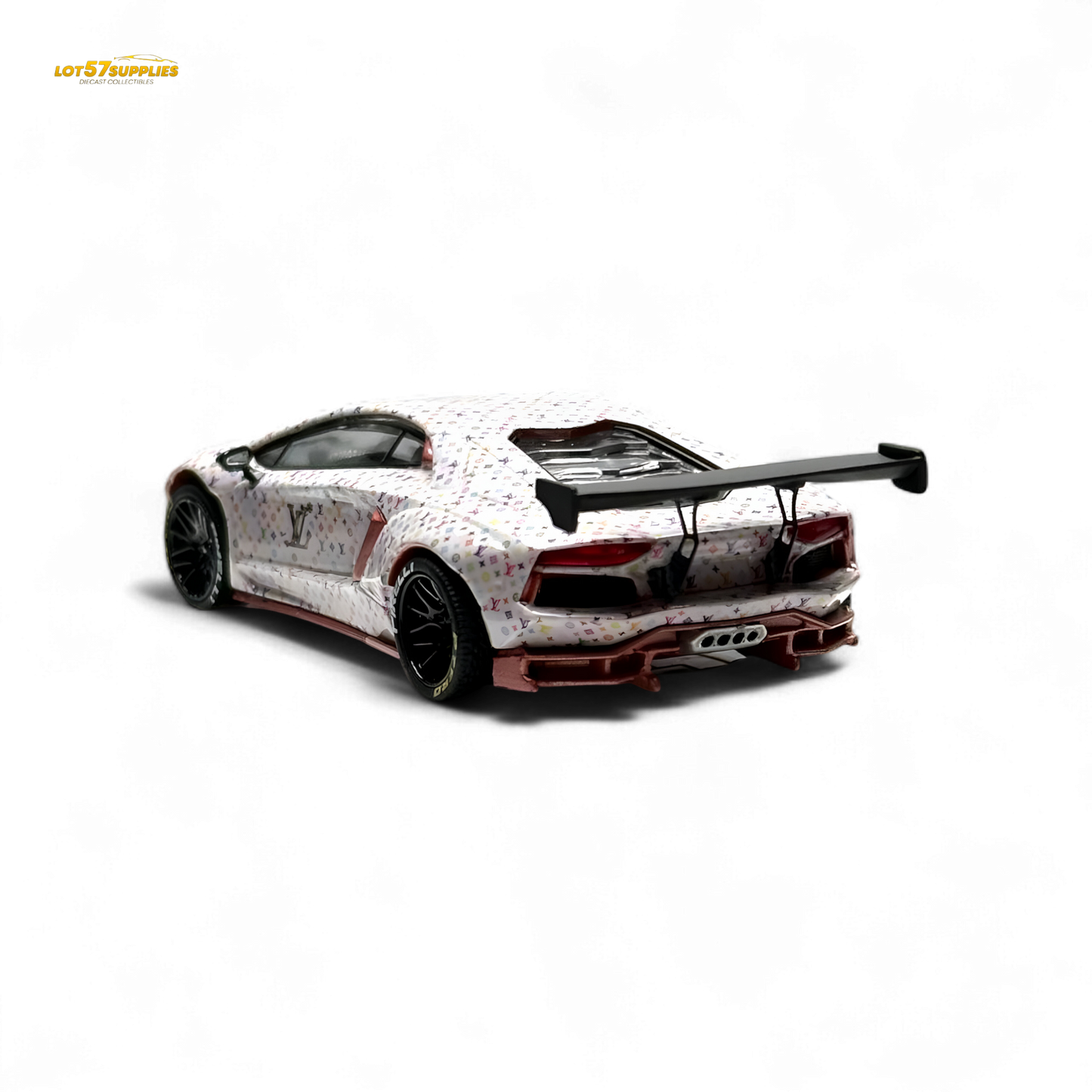 King Model Lamborghini Aventador LP700-4 LB 1.0 White LV Livery 1:64