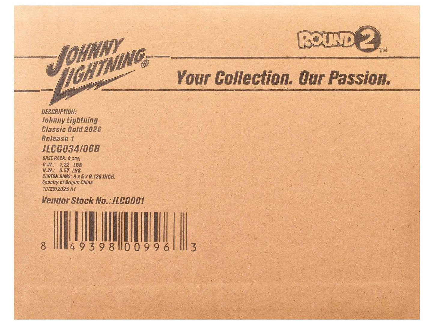 "Classic Gold Collection" 2026 Release 1 Set B of 6 Cars 1/64 Diecast Model Cars by Johnny Lightning
