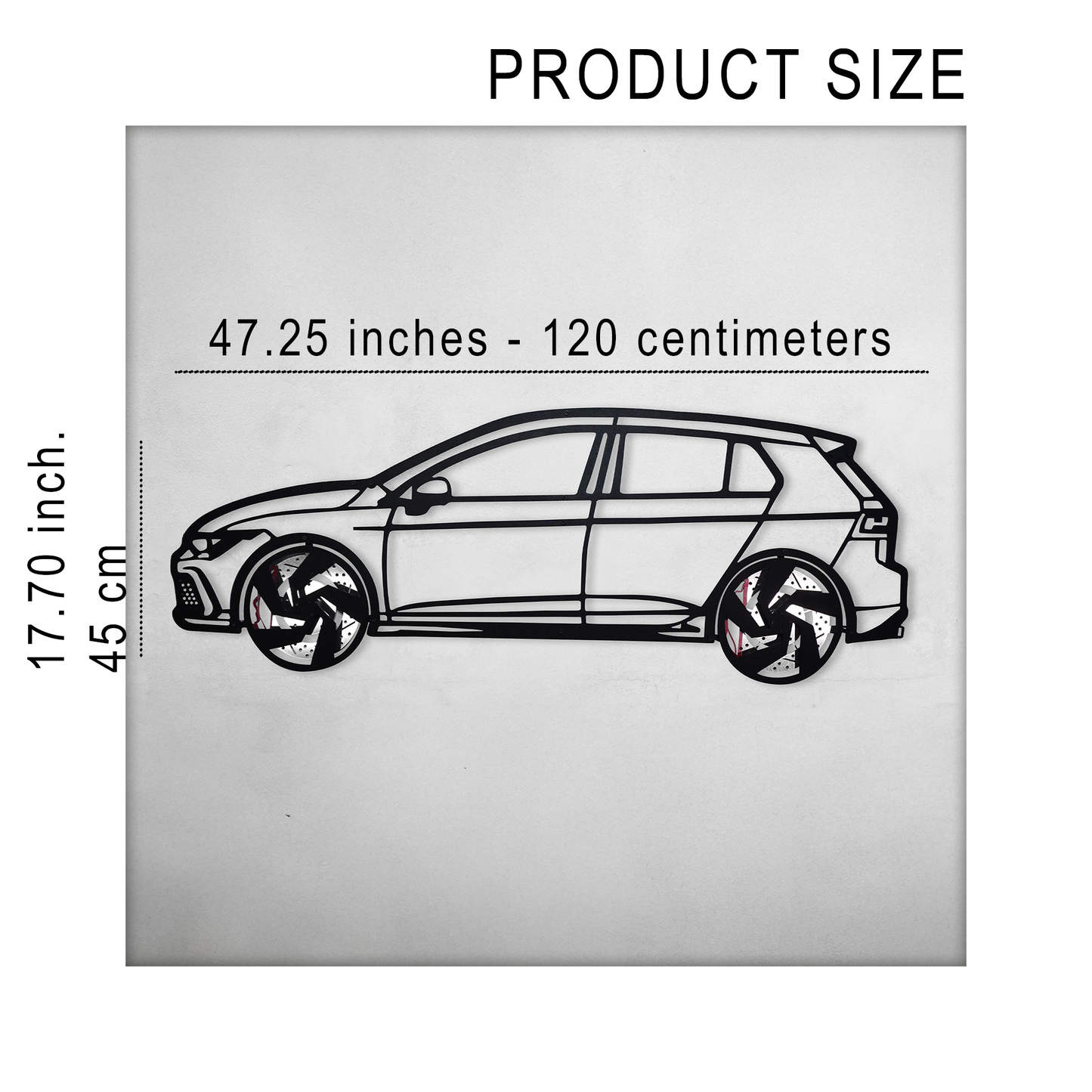 2022 Volkswagen Golf GTI Wall Art β Steel Silhouette with Spinning Wheels-KAFMEKA010