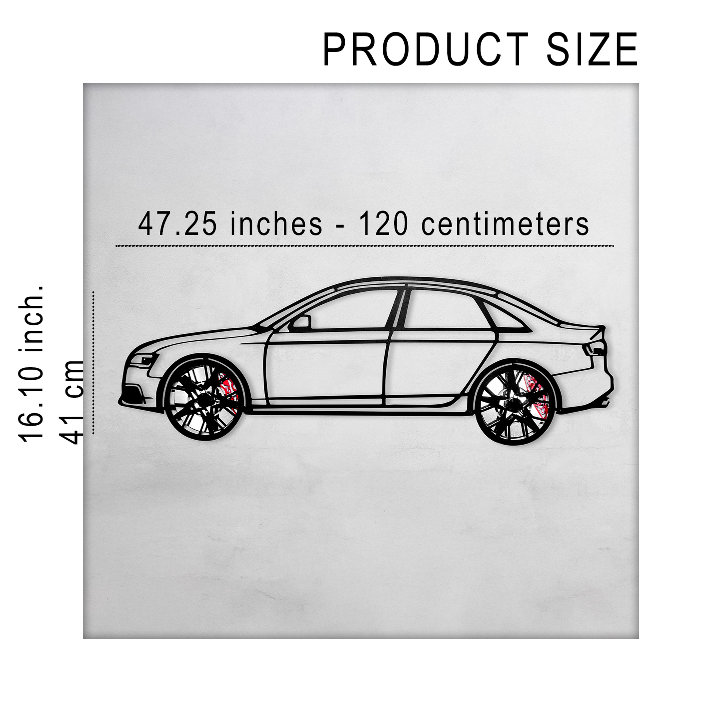 Audi S4 Wall Art – Steel Silhouette with Spinning Wheels -KAFMEKA011
