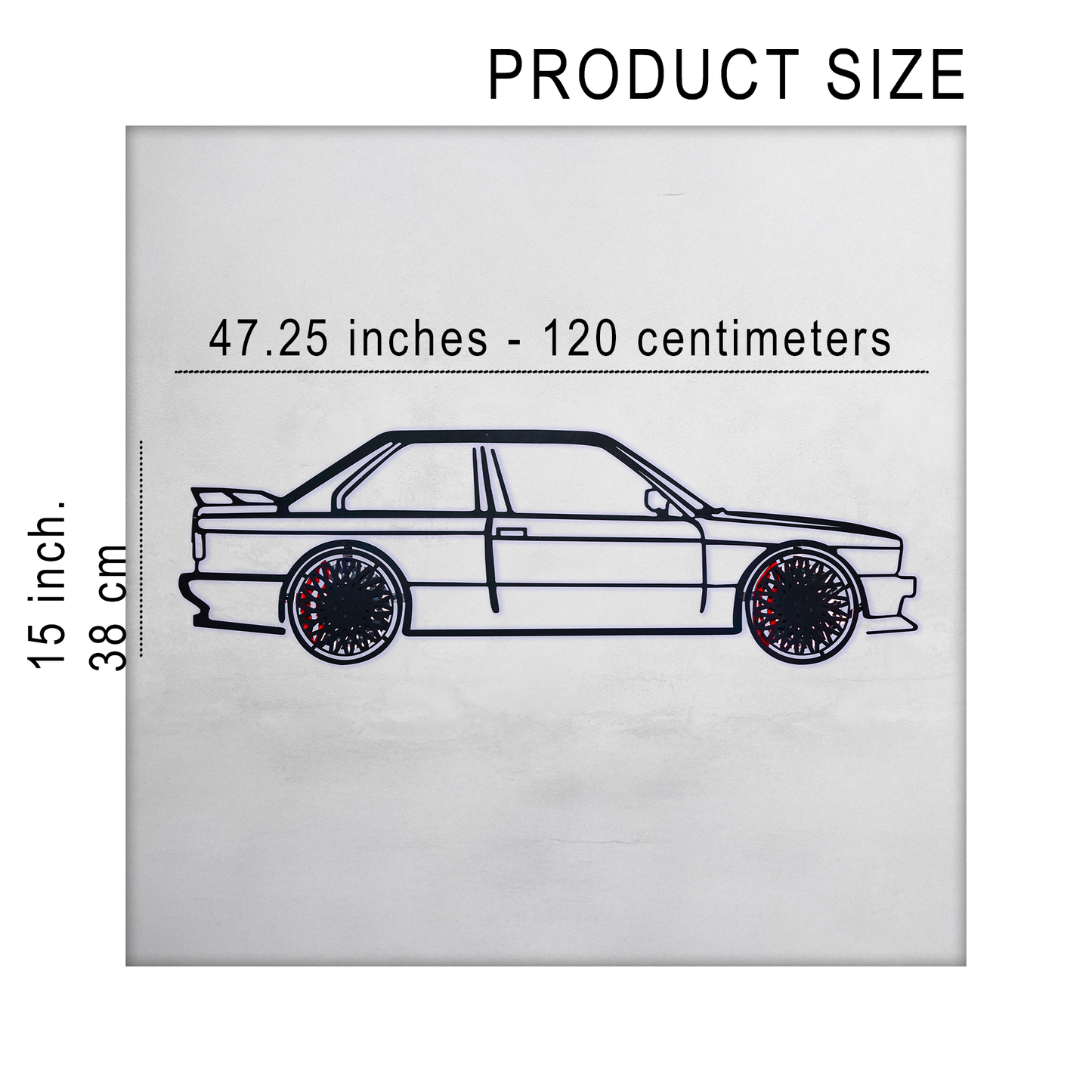 BMW E30 M3 Wall Art β Classic Steel Silhouette with Spinning Wheels -KAFMEKA013