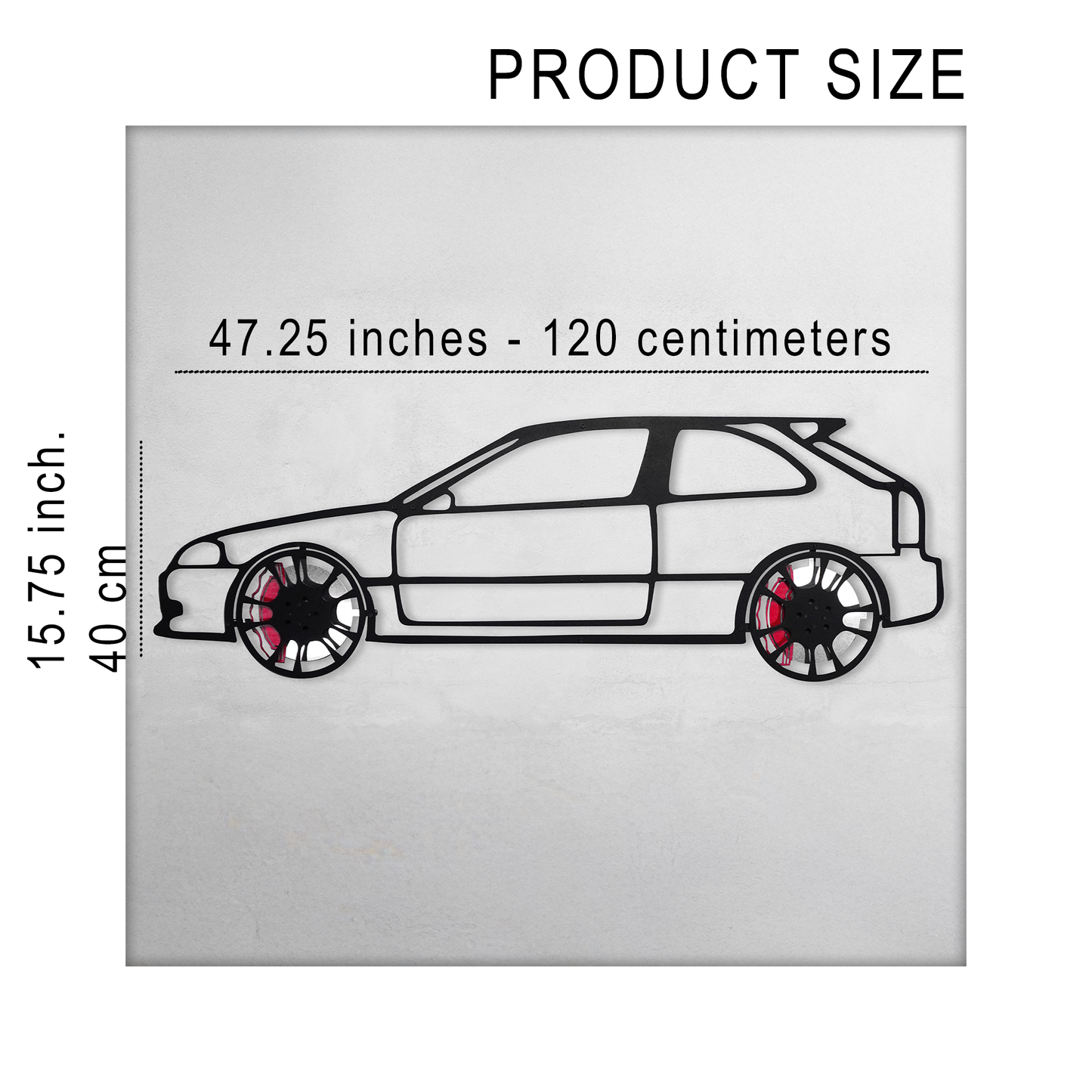 Honda Civic Wall Art β JDM Steel Silhouette with Spinning Wheels-KAFMEKA028