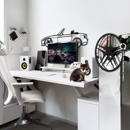 Honda S2000 Wall Art – JDM Steel Silhouette with Spinning Wheels-KAFMEKA029