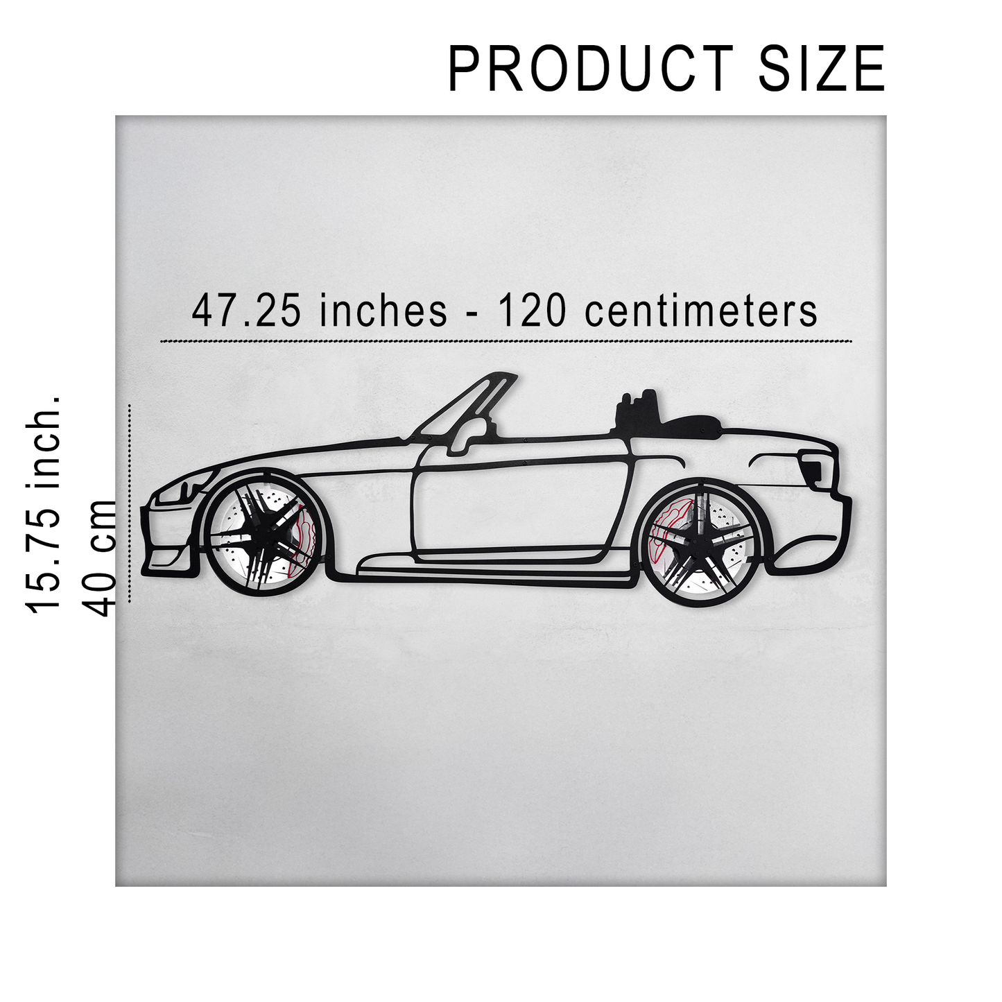 Honda S2000 Wall Art – JDM Steel Silhouette with Spinning Wheels-KAFMEKA029
