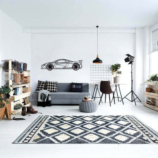 McLaren Wall Art – Exotic Supercar Steel Silhouette with Spinning Wheels-KAFMEKA031