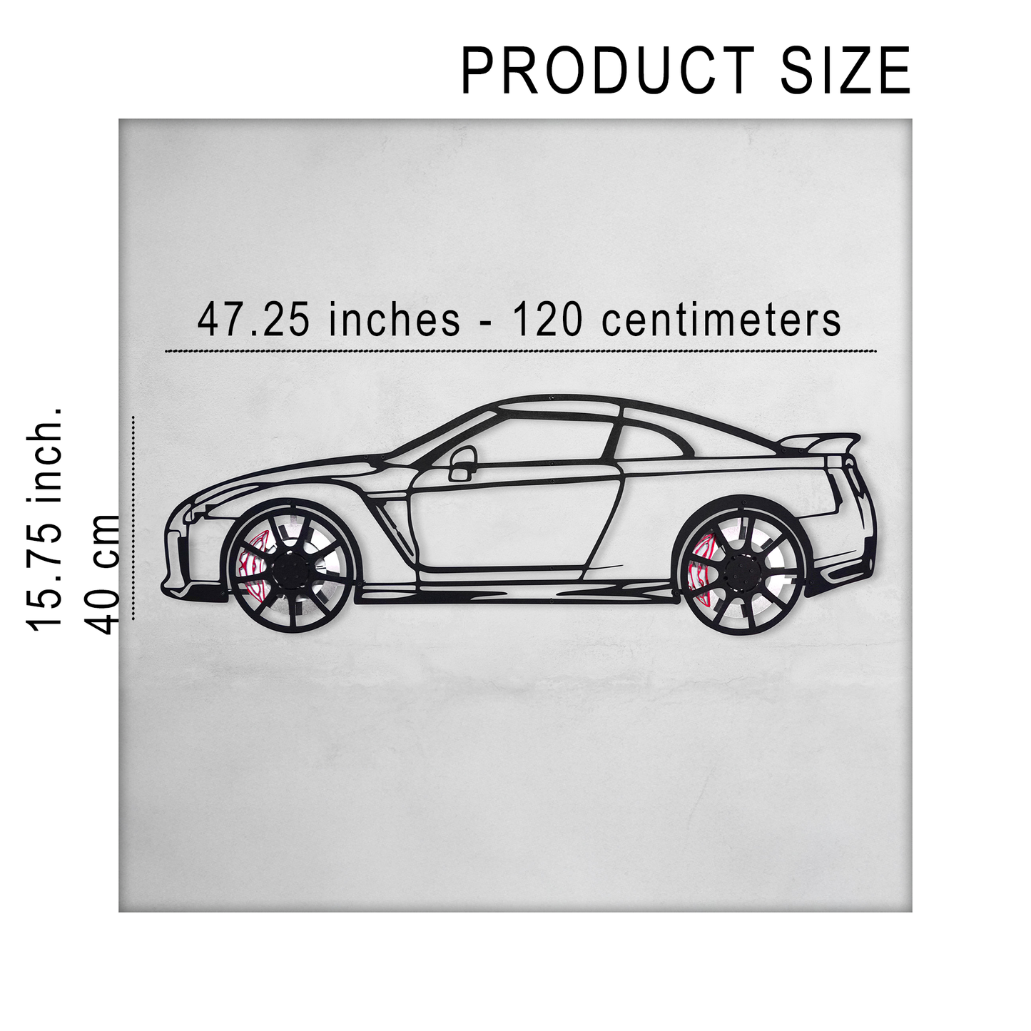 Nissan GT-R R35 Wall Art β JDM Steel Silhouette with Spinning Wheels-KAFMEKA036