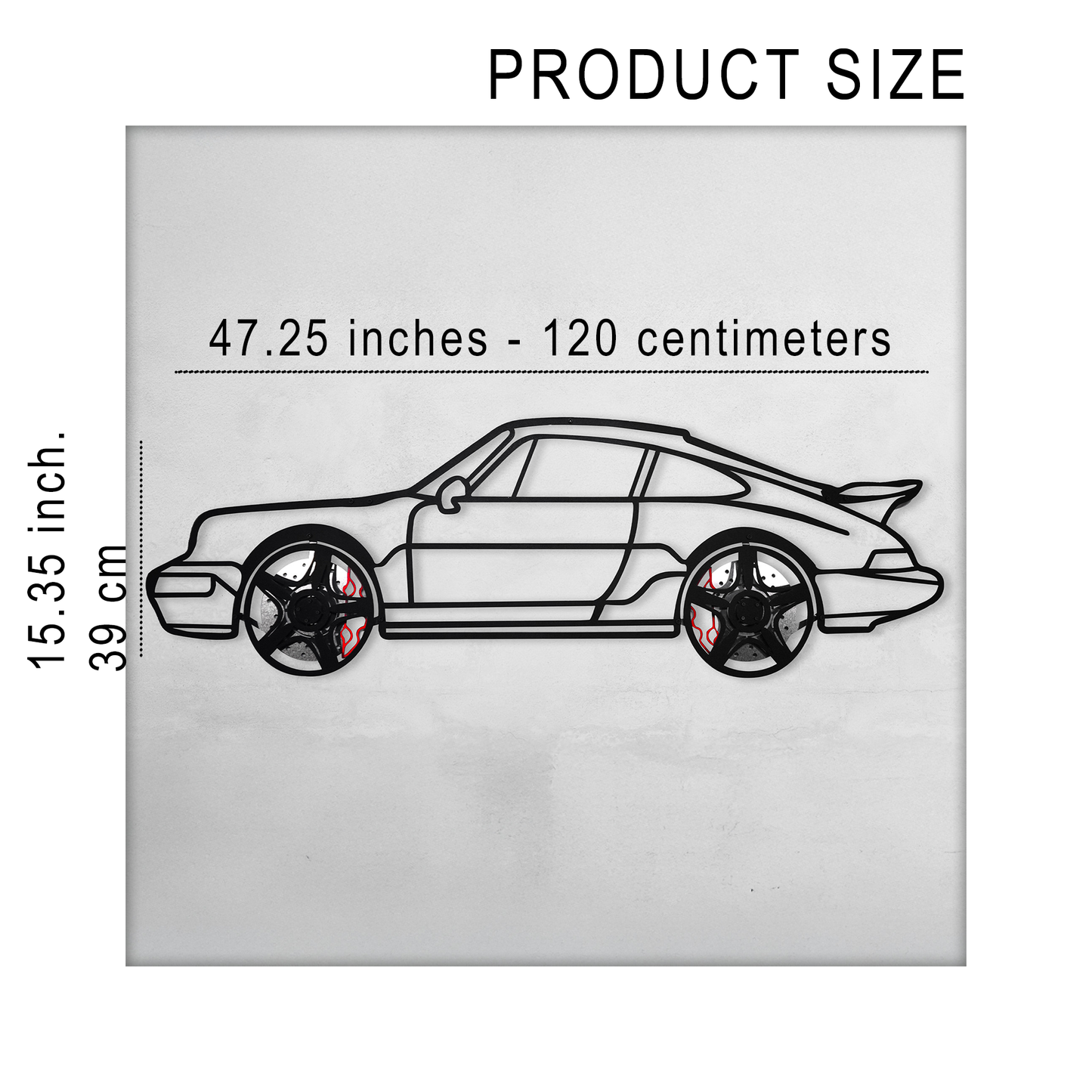 Classic Porsche 911 Wall Art β Retro Steel Silhouette with Spinning Wheels-KAFMEKA038