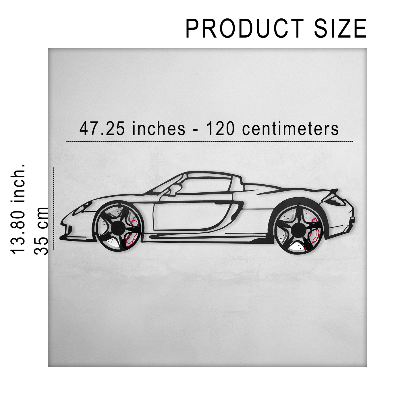 Porsche Carrera GT Wall Art ā Supercar Steel Silhouette with Spinning Wheels-KAFMEKA039