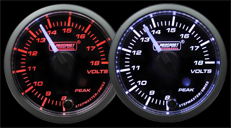 2-1/16" White Pointer Amber/White Clear Lens Premium Volt Gauge