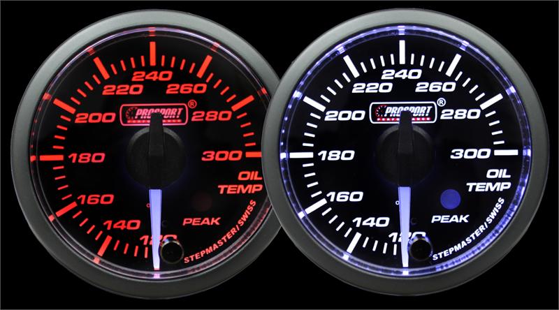 2-1/16" Premium White pointer Clear Lens Amber/White Oil Temperature Gauge-