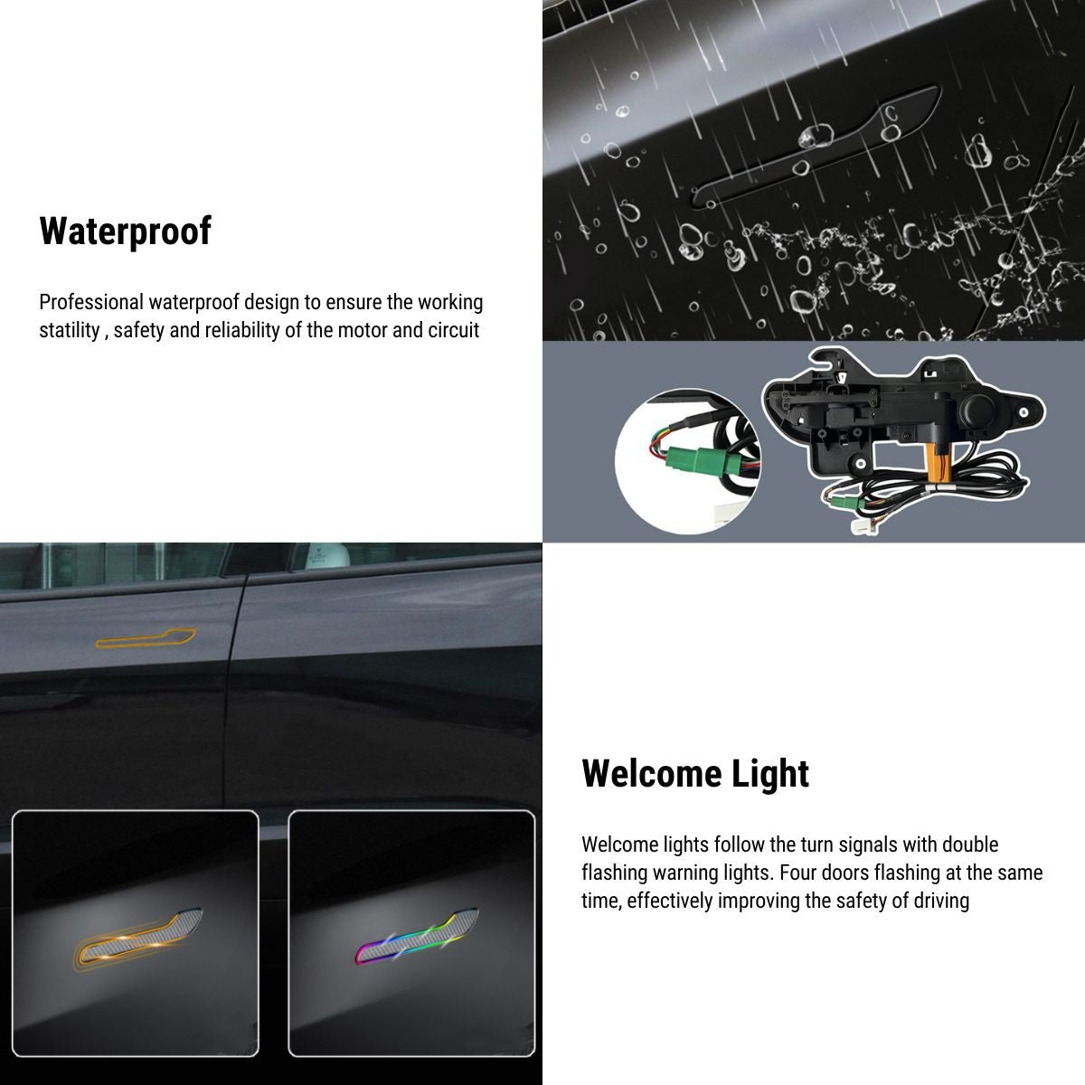 Auto Present Door Handle with LED for Model 3 Highland/Y Juniper | 4-Piece | TESERY