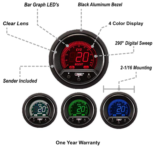 2-1/16" Premium Evo Electrical Boost Gauge