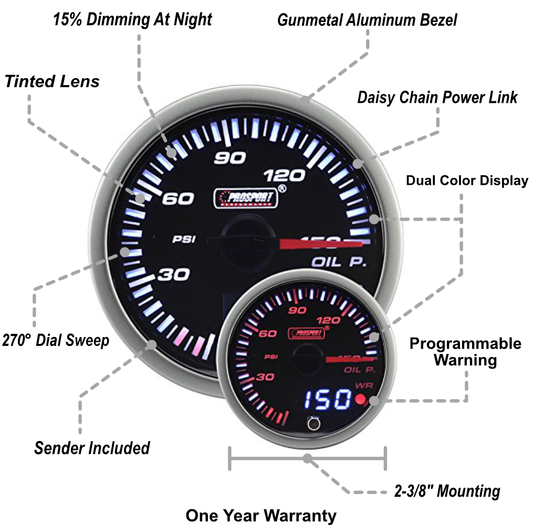 2-3/8" JDM Electrical Oil Pressure Gauge