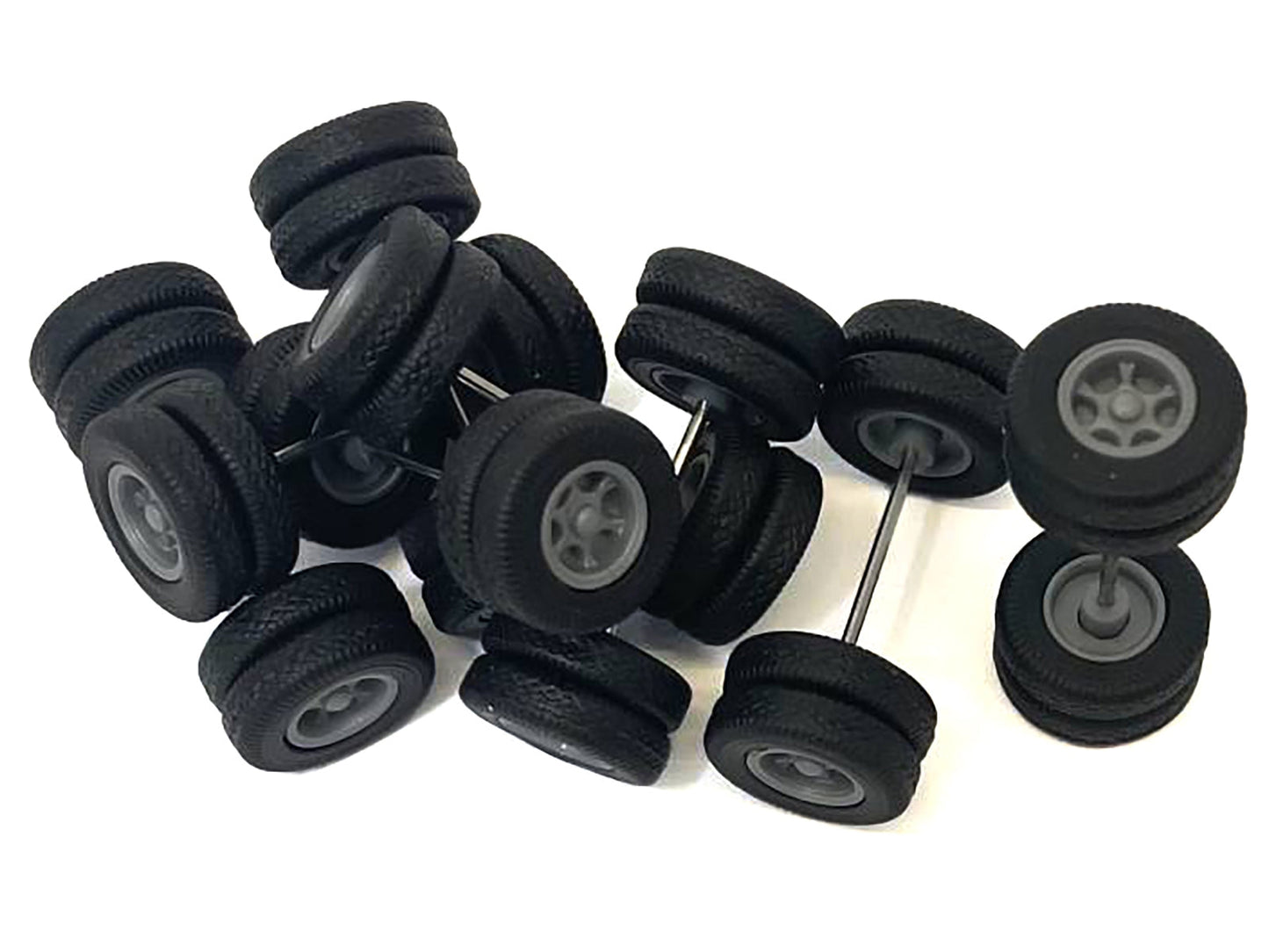 6-Spoke Rear Wheelset Set of 8 pieces 1/87 (HO) Plastic Model by Promotex