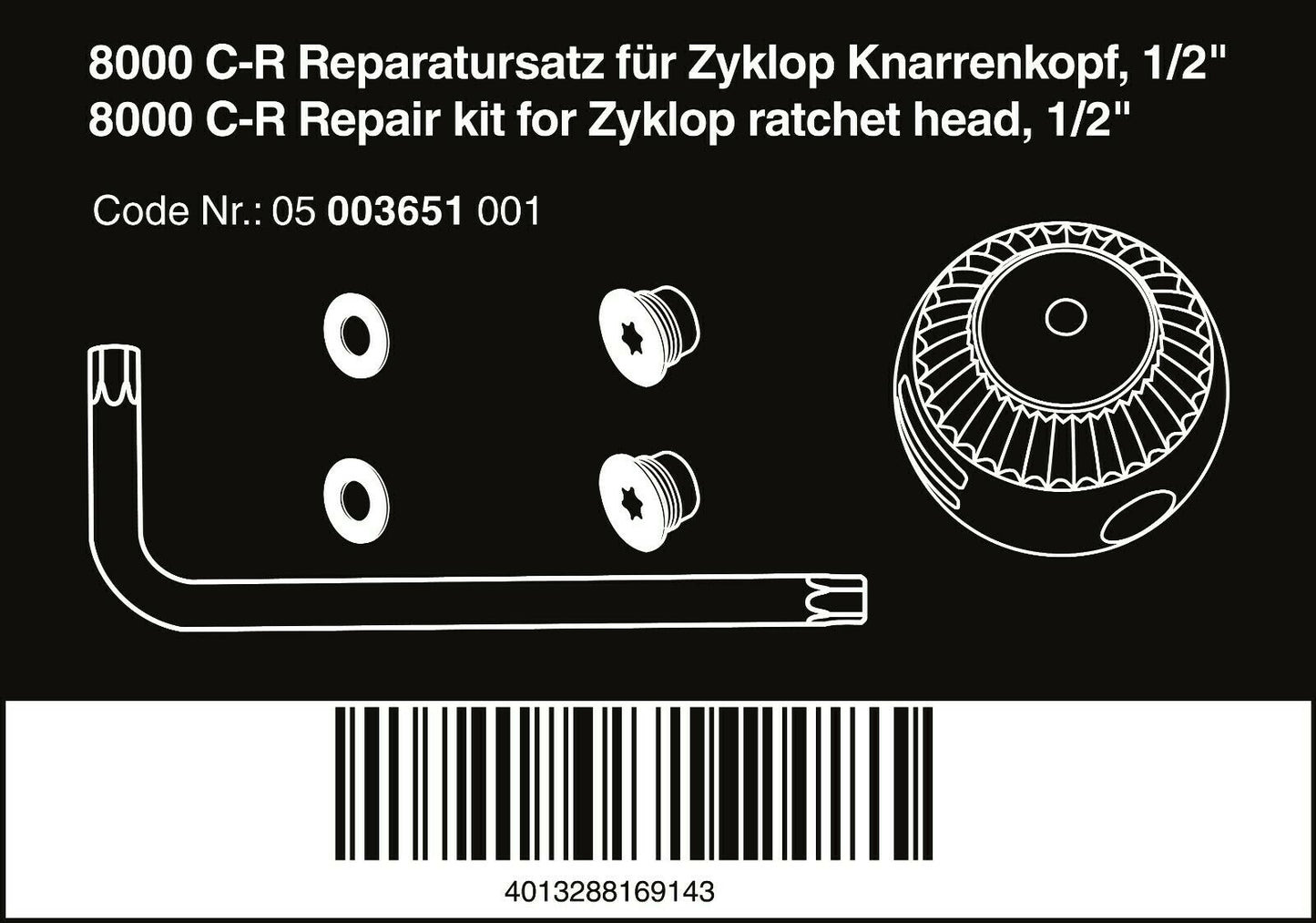 Wera 8000 C-R Zyklop Socket Wrench Repair Kit 1/2" 05003651001