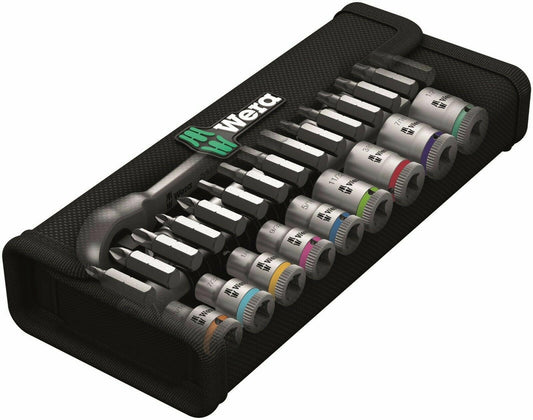 Wera 8100 SA 11 Zyklop Metal Switch Socket Wrench Set 1/4" Drive SAE 05004021001