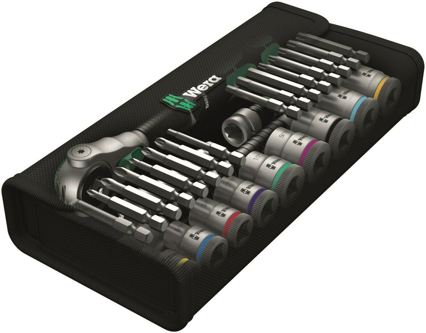 Wera 8100 SC 9 Zyklop Speed Ratchet Set 1/2" Drive SAE 28 Piece 05004079001
