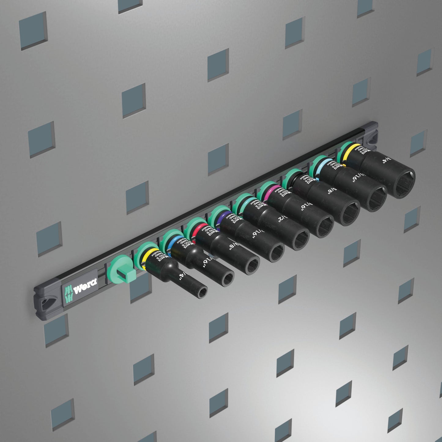 Wera 9661 Magnetic Rail B Impaktor Deep Imperial 1 Socket Set 3/8" 05005591001