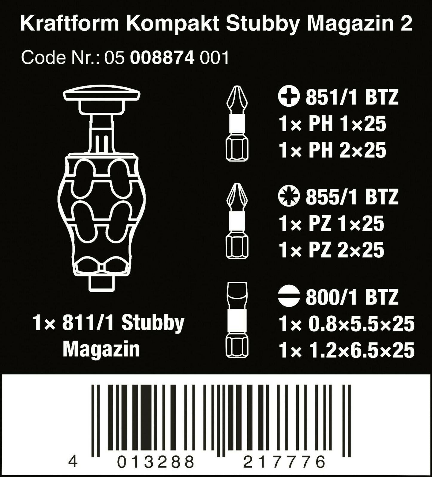 Wera Kraftform Kompakt Stubby Magazine 2 Screwdriver Set 05008874001