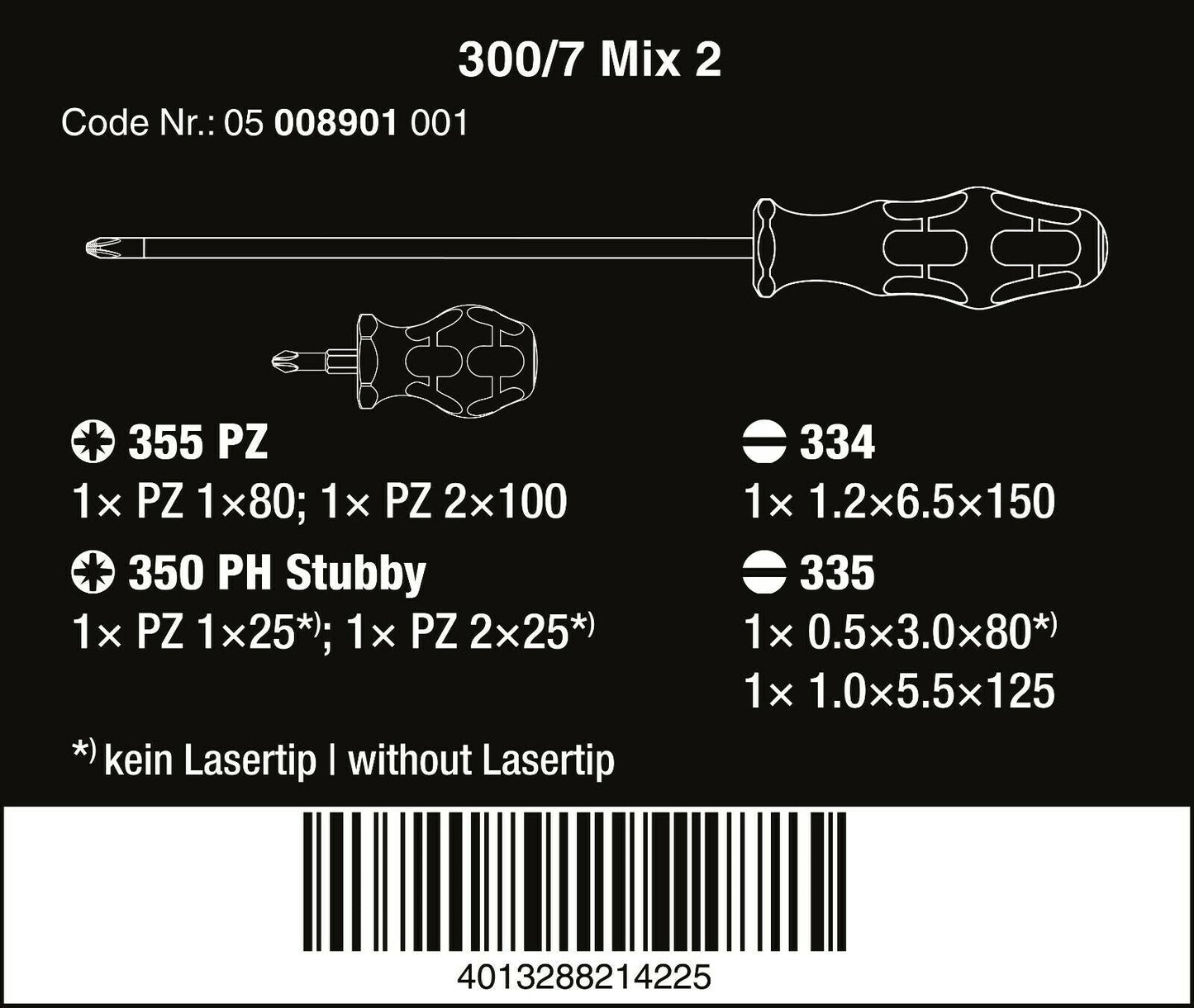 Wera 300/7 Mix 2 Kraftform Plus Screwdriver Set 7 Piece 05008901001