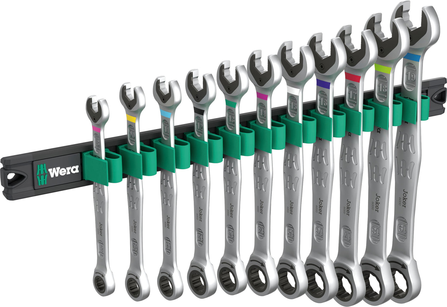 Wera 9630 Magnetic Rail 6000 Joker 1 Ratcheting Wrench Set Metric 05020014001