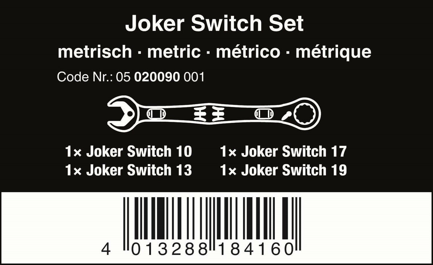 Wera Joker Switch Ratcheting Combination Wrench Set 4 Piece Metric 05020090001