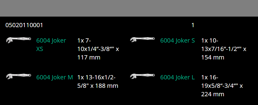 Wera 6004 Joker Self-Setting 4-Piece Wrench Set - Highly Versatile with Metric & Imperial Capabilities – 05020110001