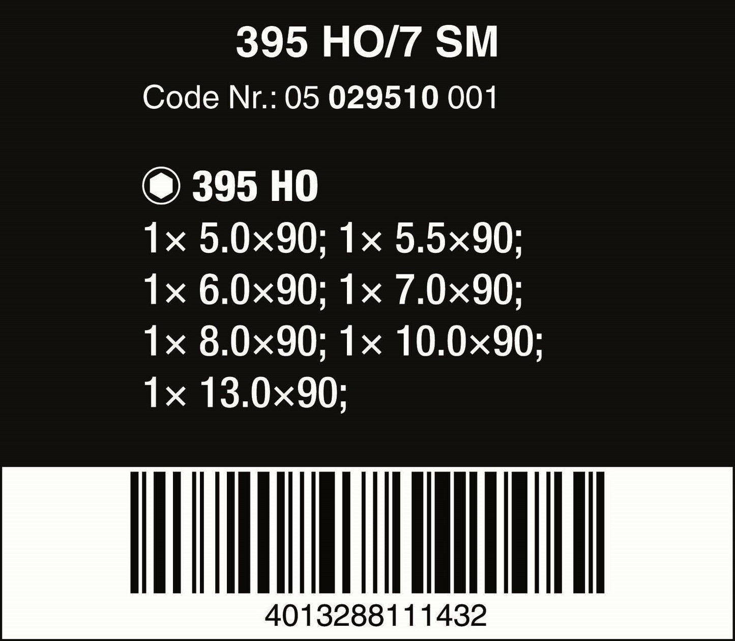 Wera 395 HOLO/7 Kraftform Plus Hollow Shaft Nut Driver Set Metric 05029510001