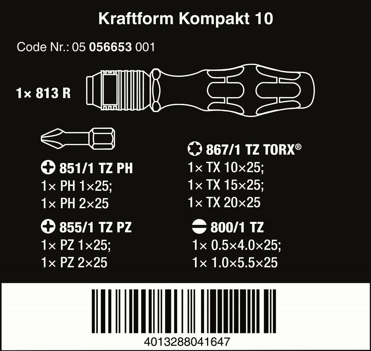 Wera Kraftform Kompakt 10 Screwdriver Set 05056653001