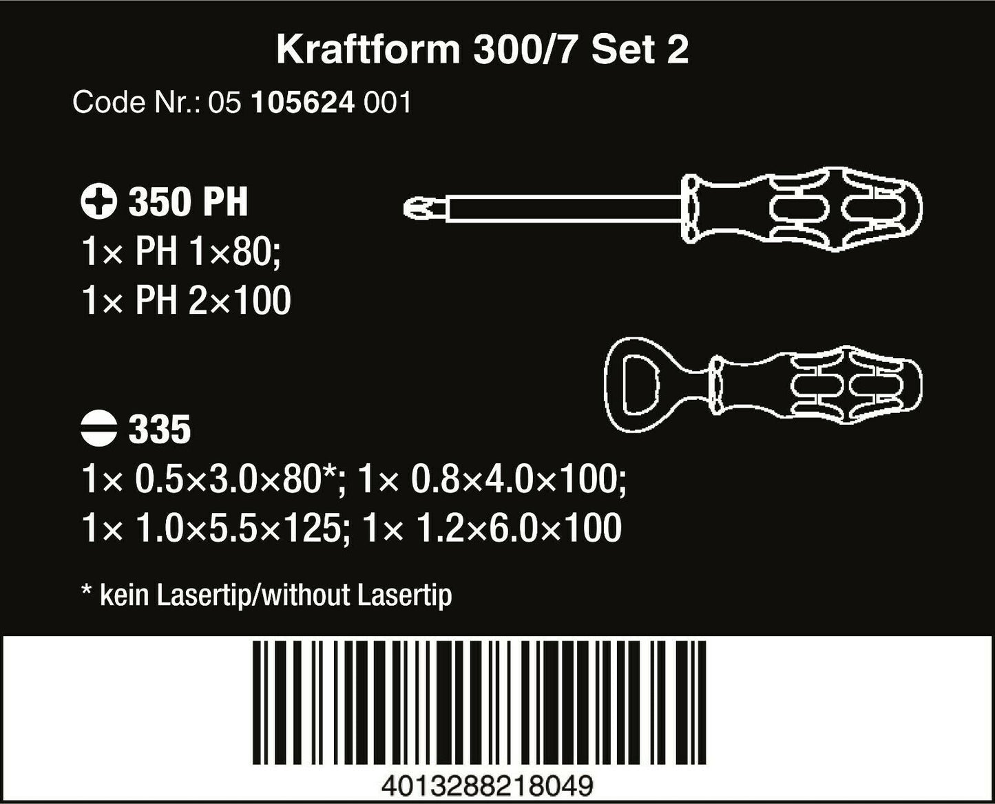 Wera 300/7 Set 2 Kraftform Plus Screwdriver Set 7 Piece 05105624001