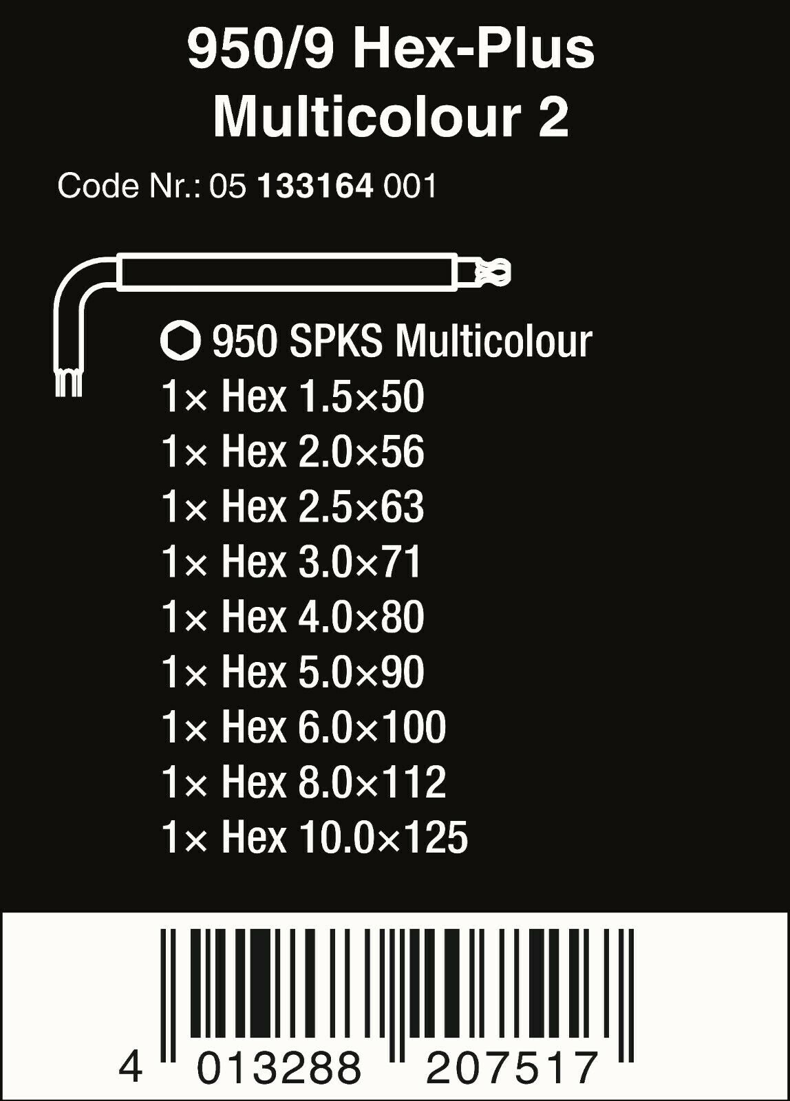 Wera 950/9 Hex-Plus Multicolor 2 L-Key Set Metric 05133164001