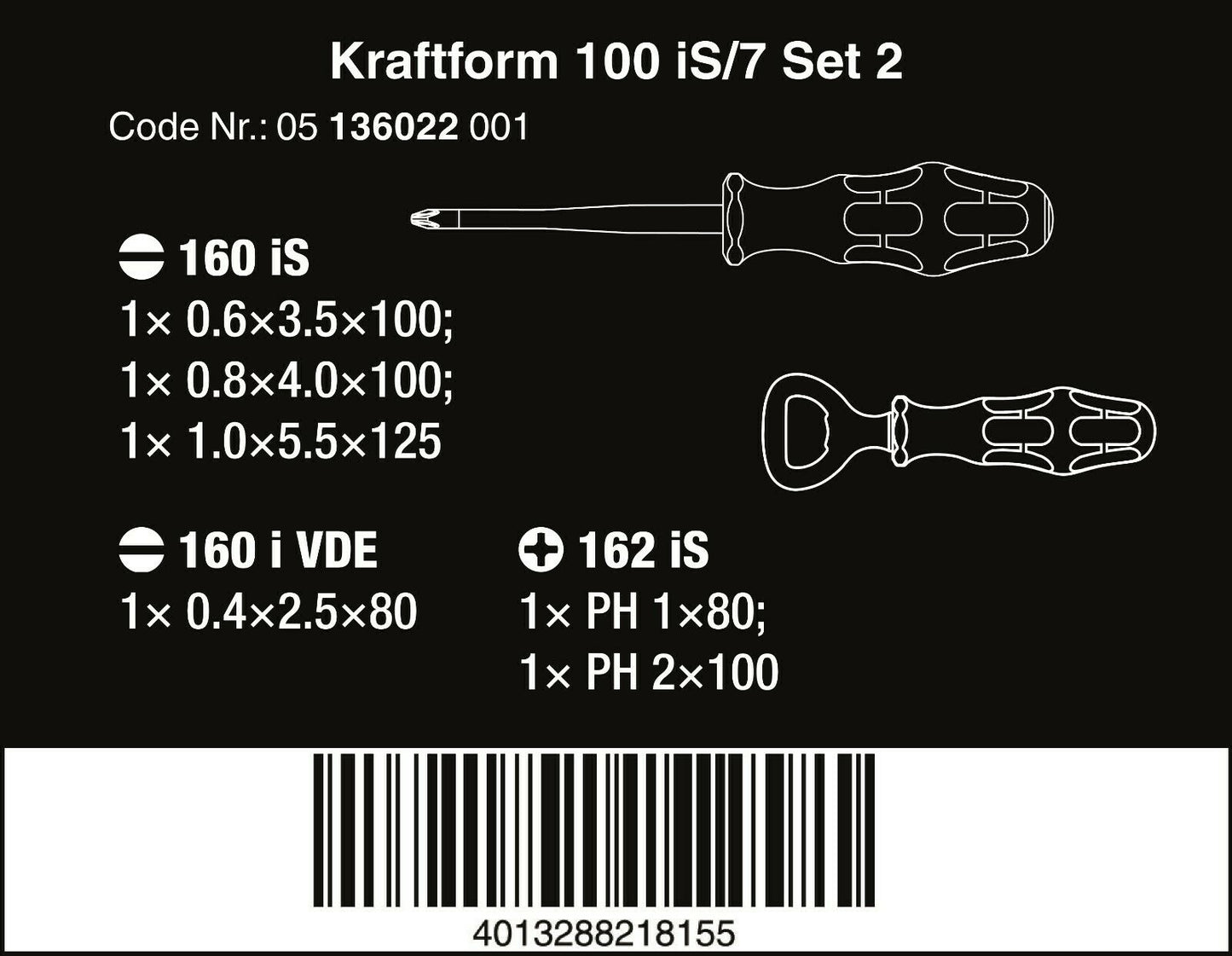 Wera 100 iS/7 VDE Set 2 Kraftform Insulated Screwdriver Set 7 Piece 05136022001