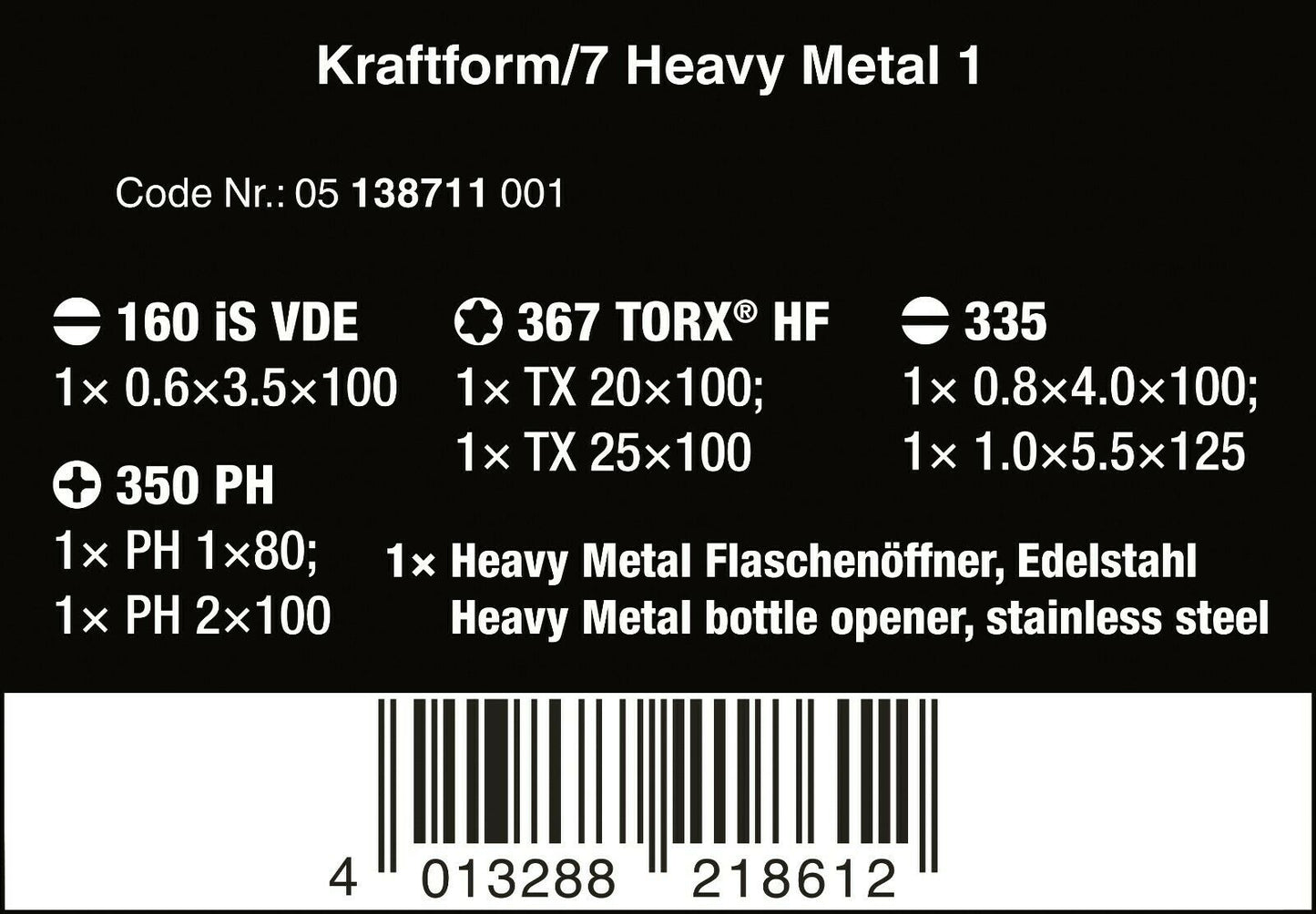 Wera Kraftform/7 Heavy Metal 1 Screwdriver Set 7 Piece 05138711001