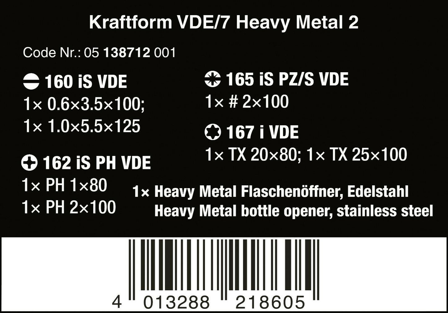 Wera Kraftform VDE/7 Heavy Metal 2 Insulated Screwdriver Set 7 Piece 05138712001