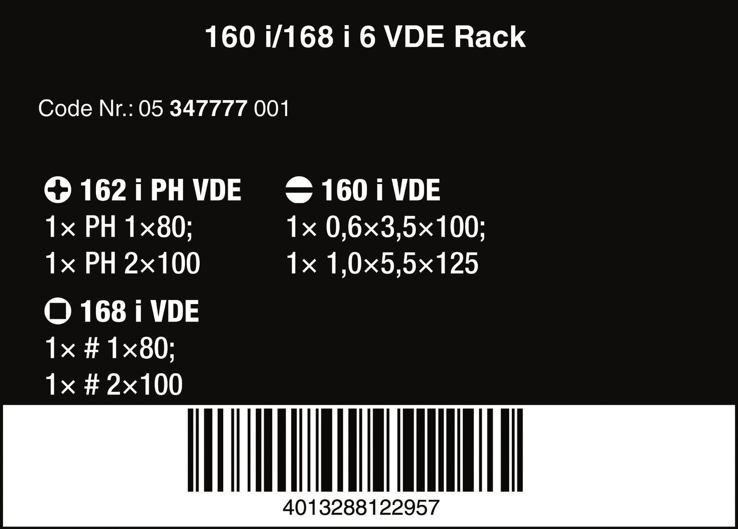Wera Kraftform Plus VDE 100 Insulated Screwdriver Set With Rack 05347777001