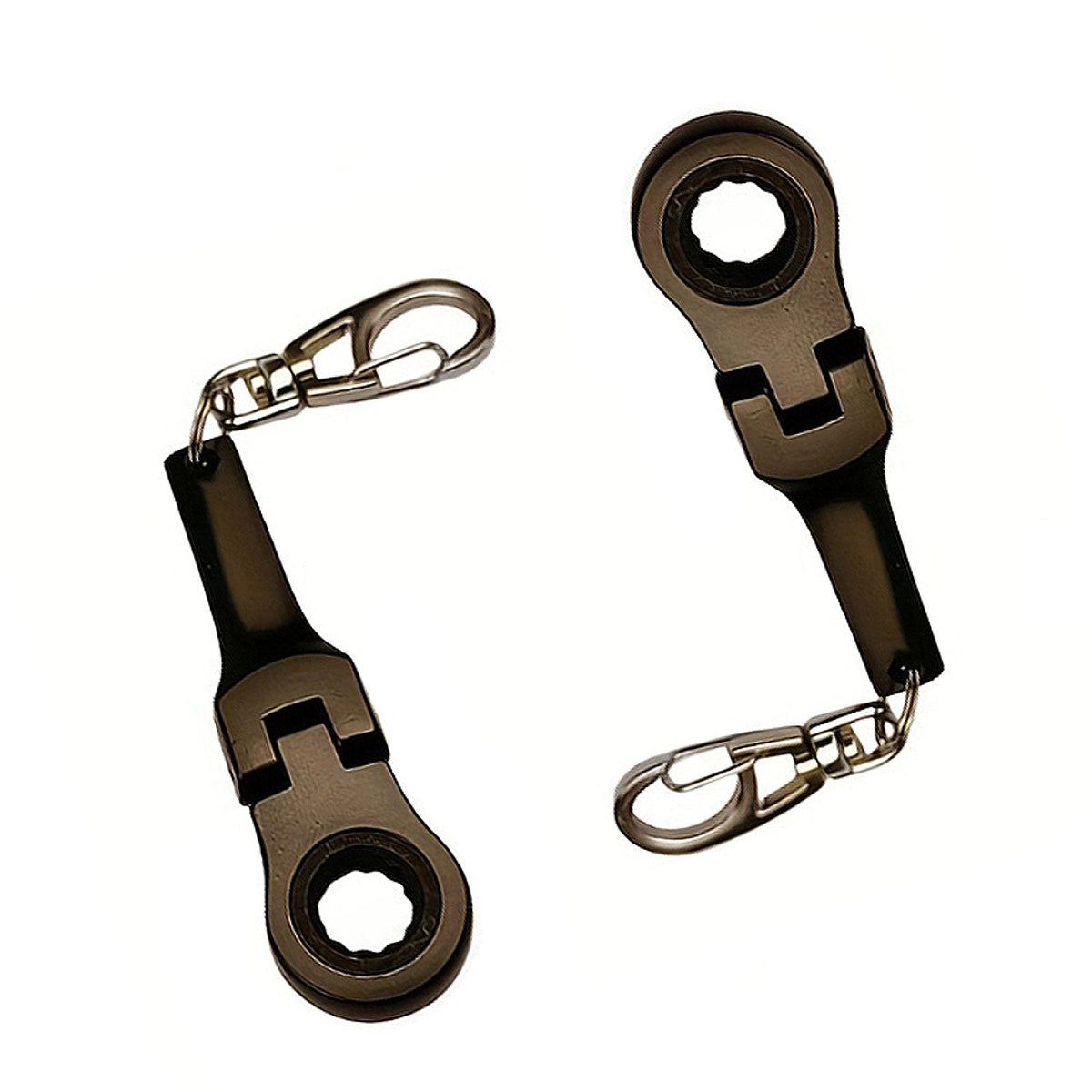 10mm Ratchet Wrench Keychain Black Metal Multi Function Key Ring Tool
