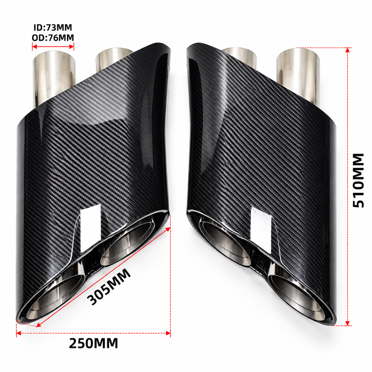 B Style Carbon Fiber Exhaust Tips for Mercedes Benz G-Class W463 W464 G63 G500