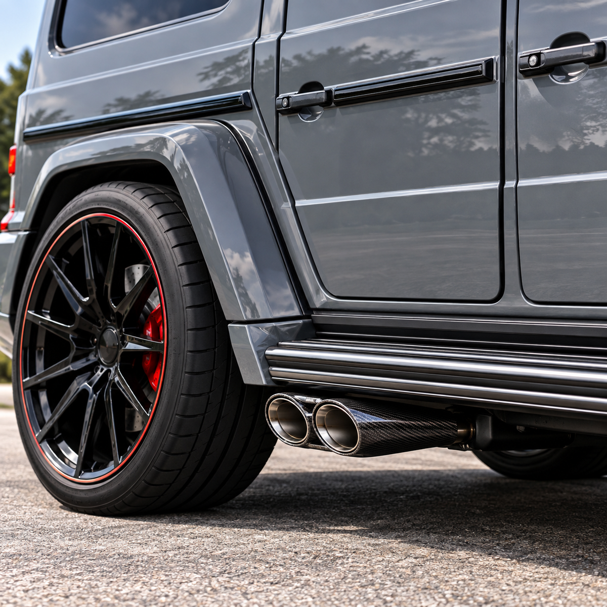 B Style Carbon Fiber Exhaust Tips for Mercedes Benz G-Class W463 W464 G63 G500