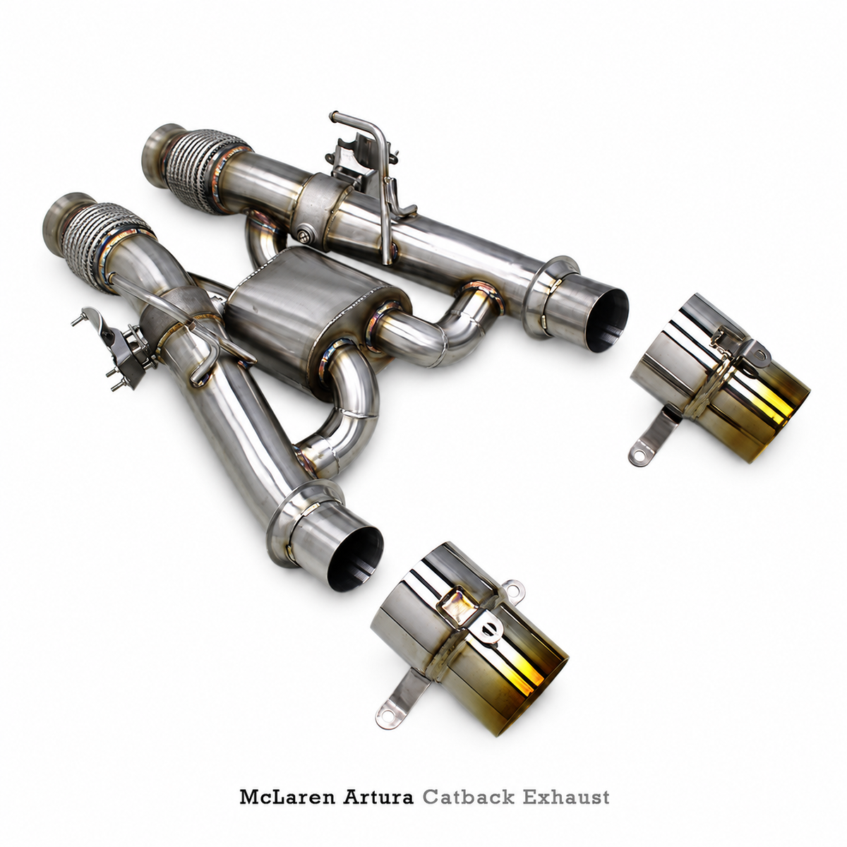 SS304 Valved Catback Exhaust System Titanium Exhaust Tips for McLaren Artura