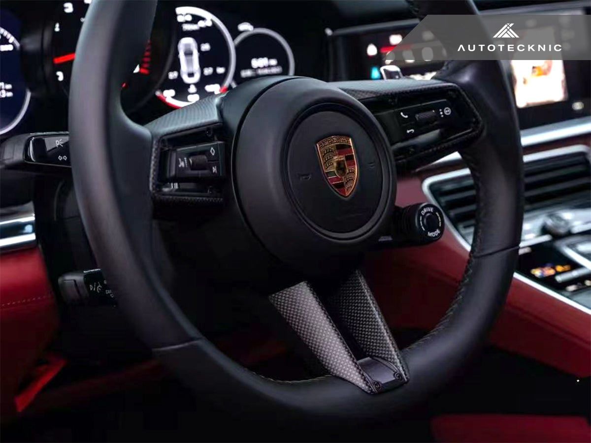 AutoTecknic Carbon Fiber Steering Wheel Trim - Porsche 992 Models