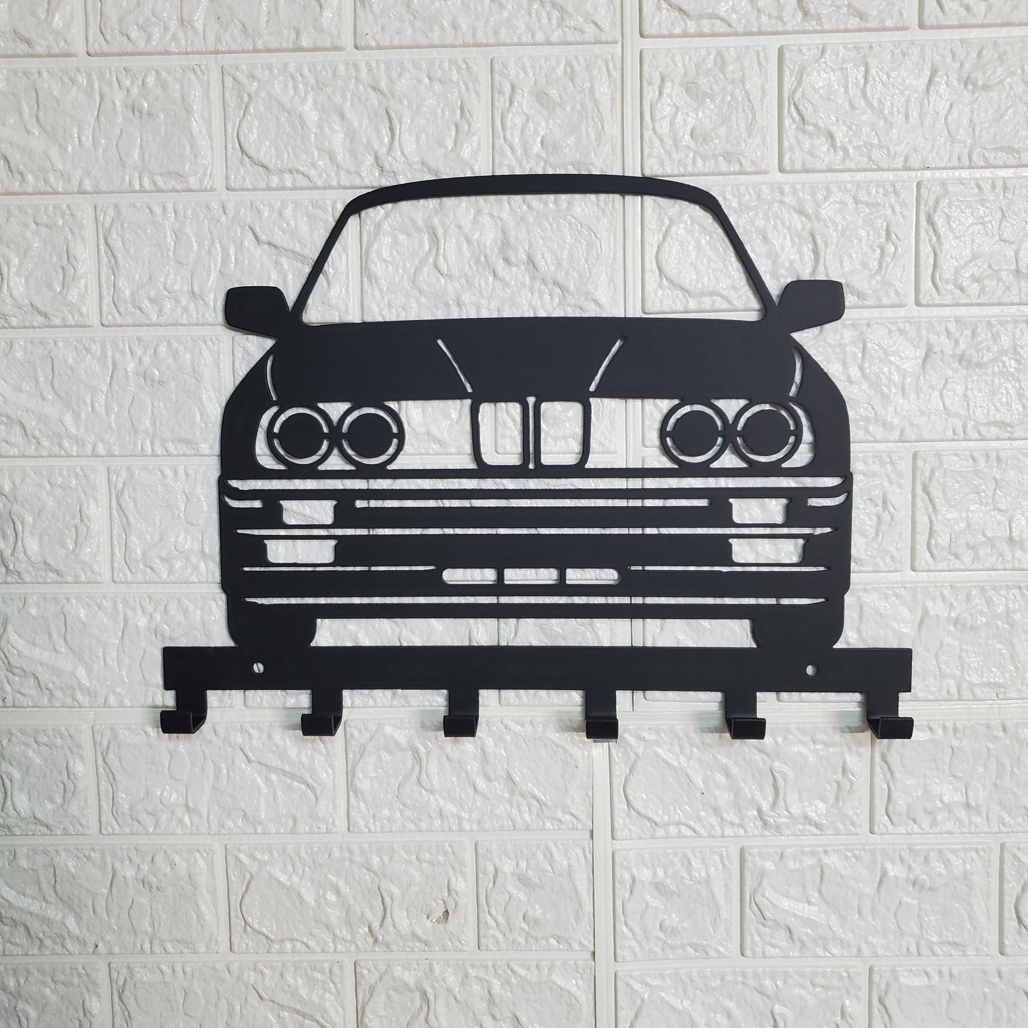 BMW E30 Key Holder – Full Front View Steel Wall Mounted Key Rack – Classic Car Organizer 12"x8"