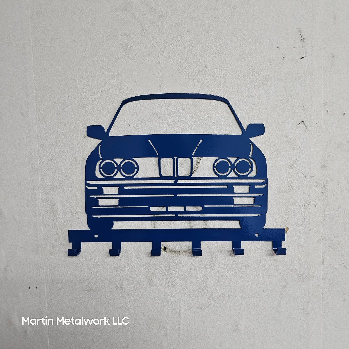 BMW E30 Key Holder – Full Front View Steel Wall Mounted Key Rack – Classic Car Organizer 12"x8"