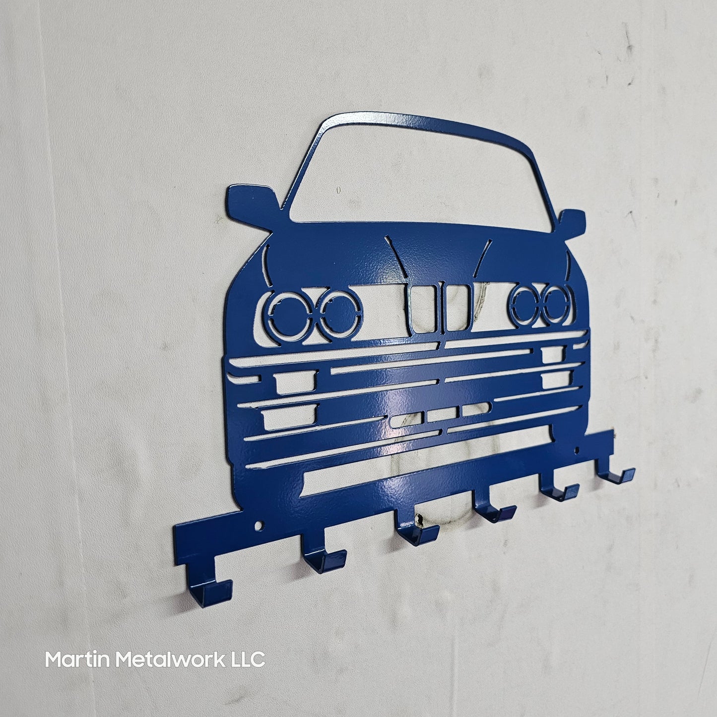 BMW E30 Key Holder – Full Front View Steel Wall Mounted Key Rack – Classic Car Organizer 12"x8"